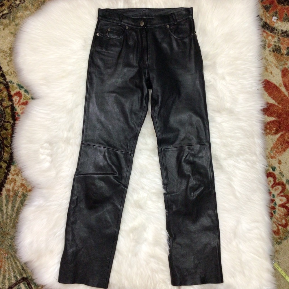 Whet Blu Black Leather Motorcycle Riding Moto Biker Pants Women’s 6